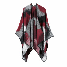 Женский зимний шарф с запахом, двустороннее негабаритное пончо, накидка, кардиган, вязаное пальто